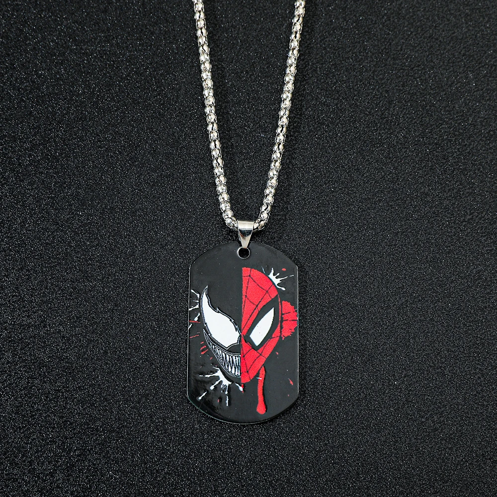 Marvel Superhero Spiderman Necklace Fashion Cool Double Sided Pattern Spiderman Neck Chain For Women Men Jewellery Gifts