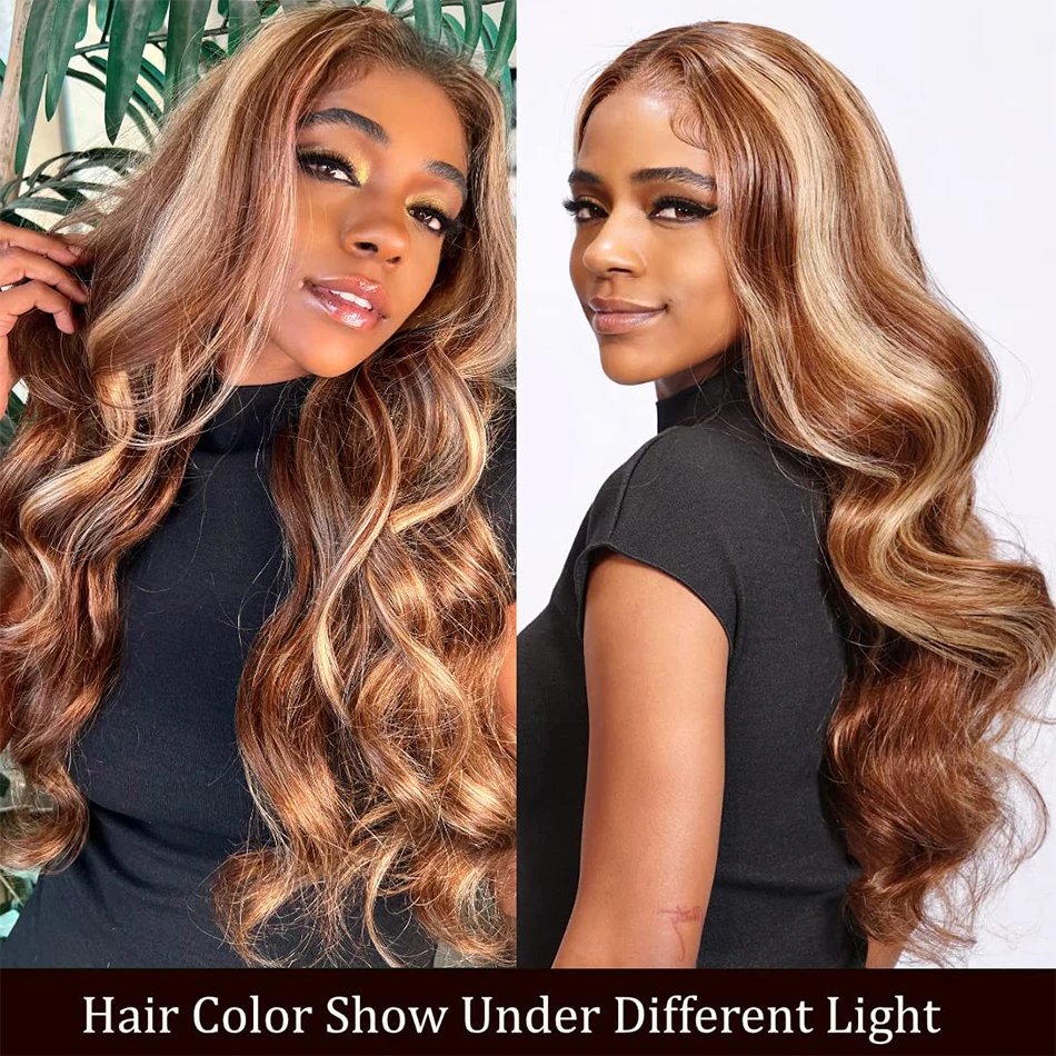 Highlight Ombre 13x4 Body Wave Lace Front Human Hair Wigs Brazilian Honey Blonde 13x6 Full Lace Frontal Wigs For Women