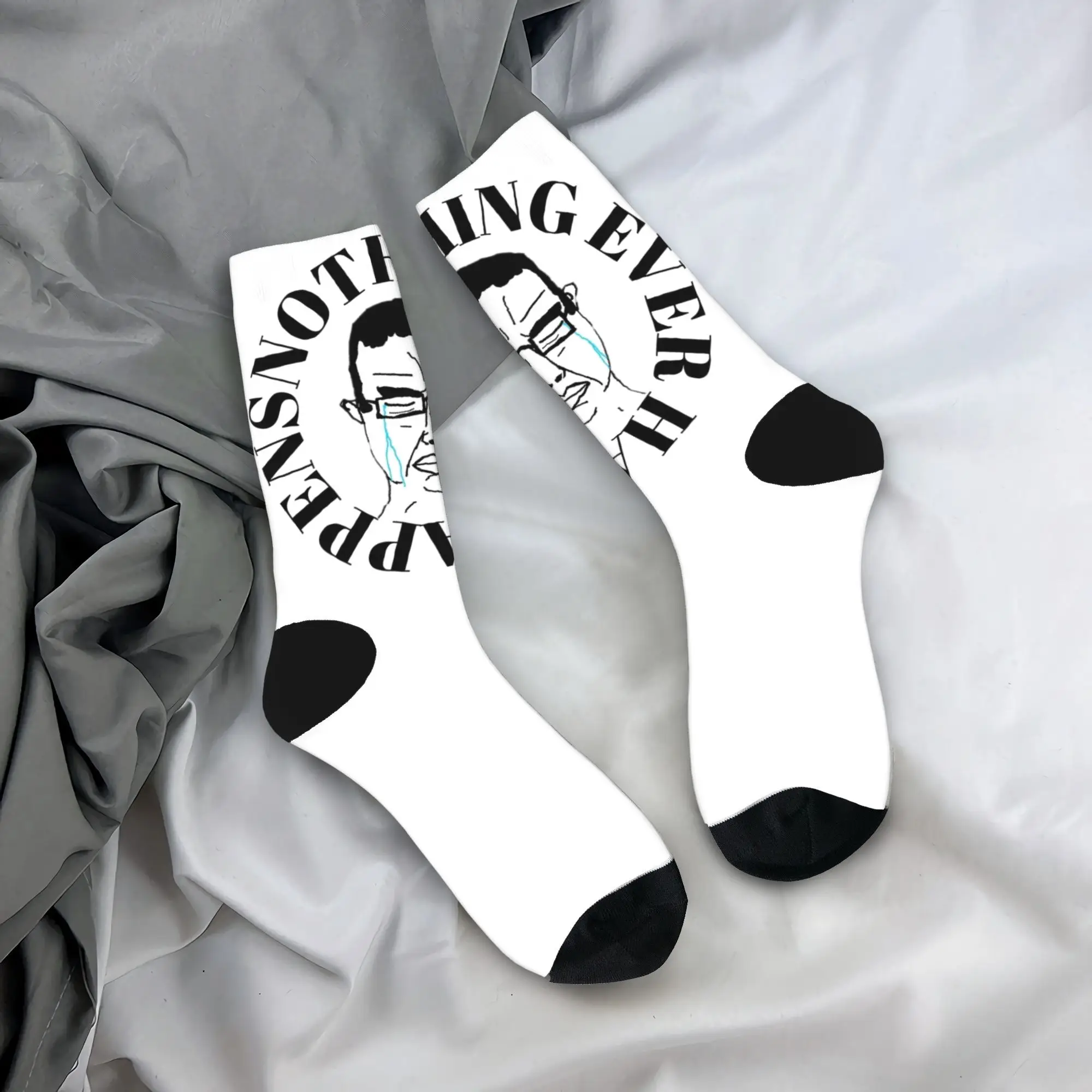 

Wojak Soyjak Socks Nothing Ever Happens Printed Stockings Non Slip Men Socks Soft Autumn Casual Running Socks