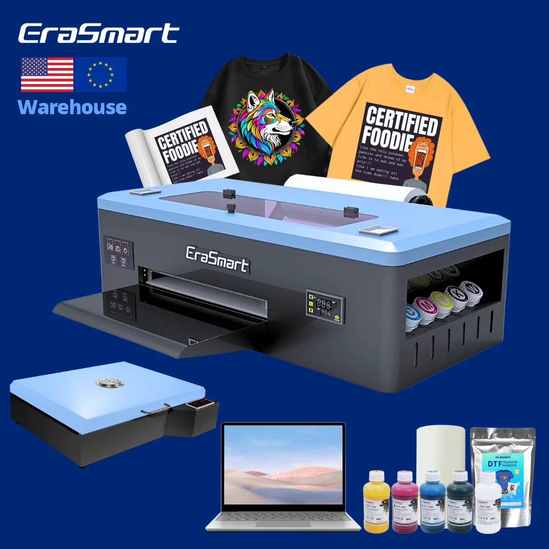 

Erasmart 13Inch 340mm Printer T-shirt Printing Machine A3 DTF Printer 30cm Pink Impresora DTF Printer With DTF Oven