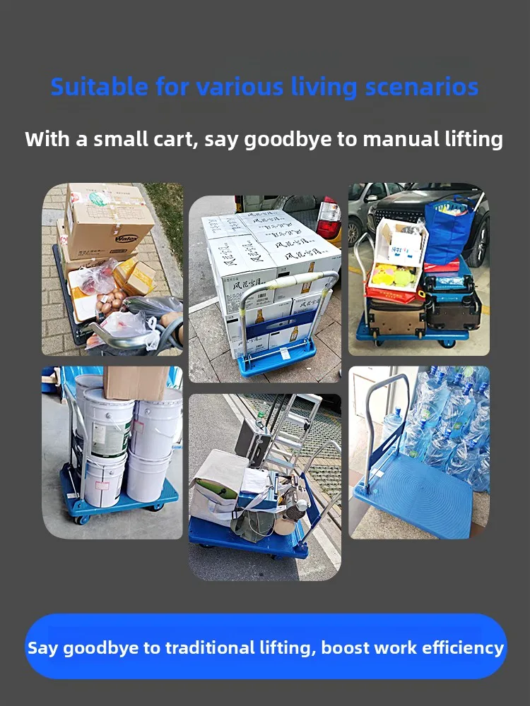 Carrito de Mano Resistente, Plegable y Portátil, de Plástico, para Cras, ar, Oficina, Alén, Supermercado, Fácil de T...