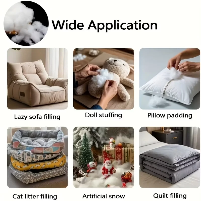 40/50/500g Stofftier-Baumwollfüllung Premium Polyesterfaser Elastische Füllung DIY Handgemachtes Kissen-Füllmaterial – Detail 8