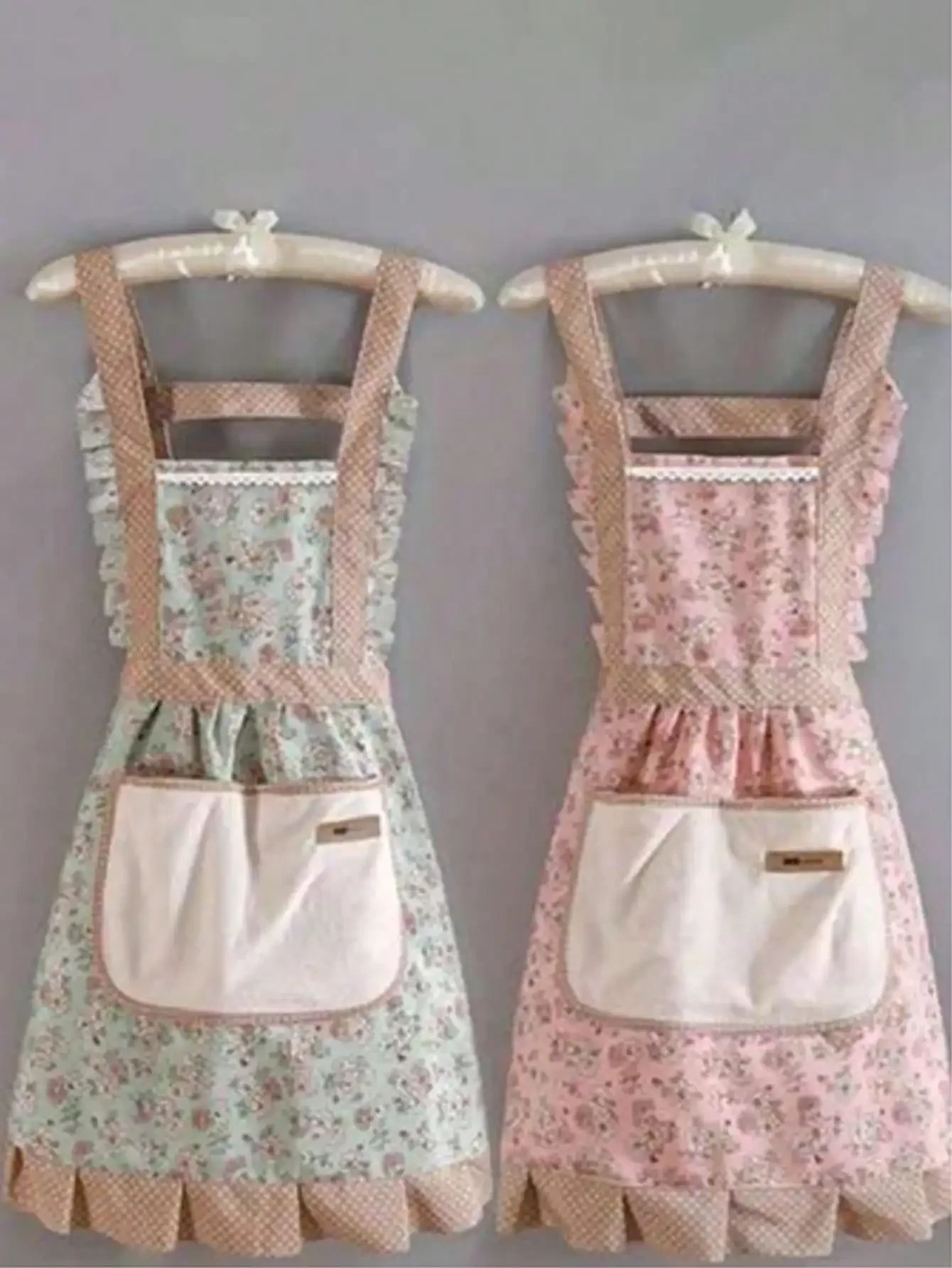 1PC Frauen Floral Schürze Kochen Backen Reinigung Küche Schürzen Baumwolle Atmungs Mode Prinzessin Schürze Weibliche Maid Uniformen Neue