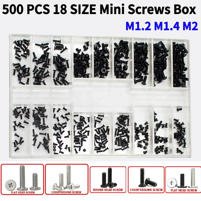 

500PCS 18 Specification Screws Set Box Glasses Screw Set Kit Nose Support Lens Leg Nut Frameless Glasses Spacer Cap Accessories