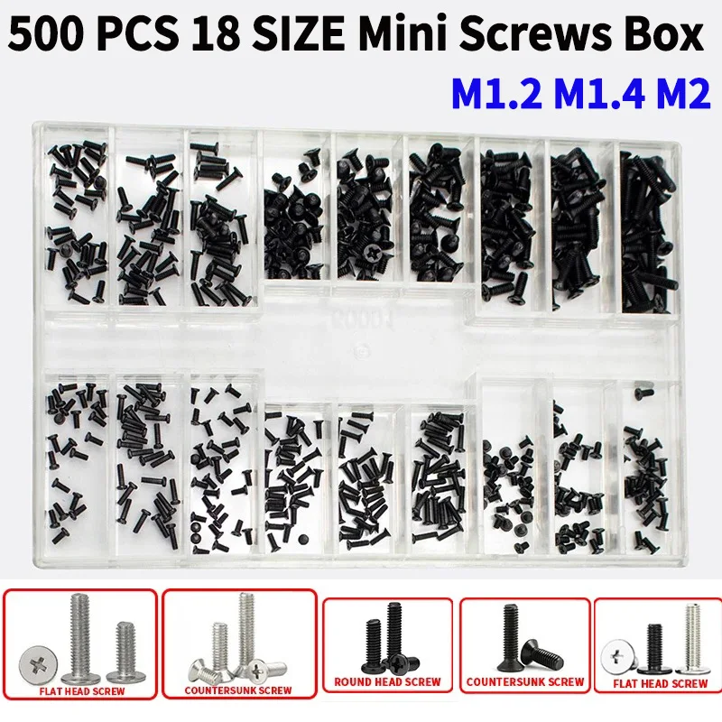 500PCS 18 Specification Screws Set Box Glasses Screw Set Kit Nose Support Lens Leg Nut Frameless Glasses Spacer Cap Accessories