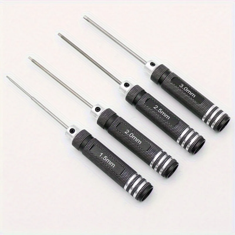 4Pcs 1.5/2/2.5/3.0mm Black Hex Drivers Allen Wrench Repair Tool Set for RC Cars