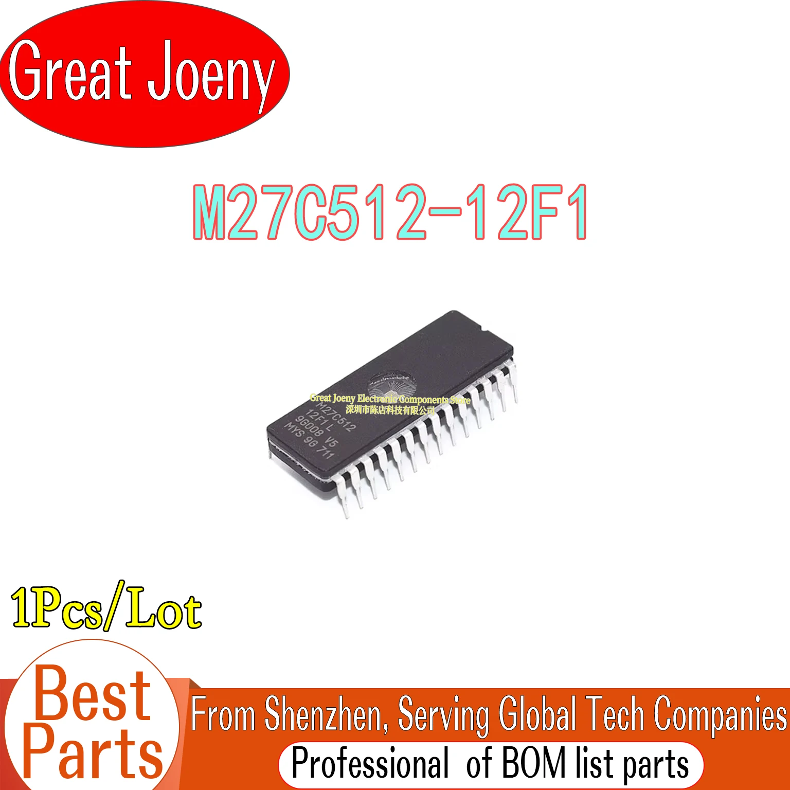 (1-10 Piece)100% New M27C512 M27C512-12F1 IC Chipset DIP-28
