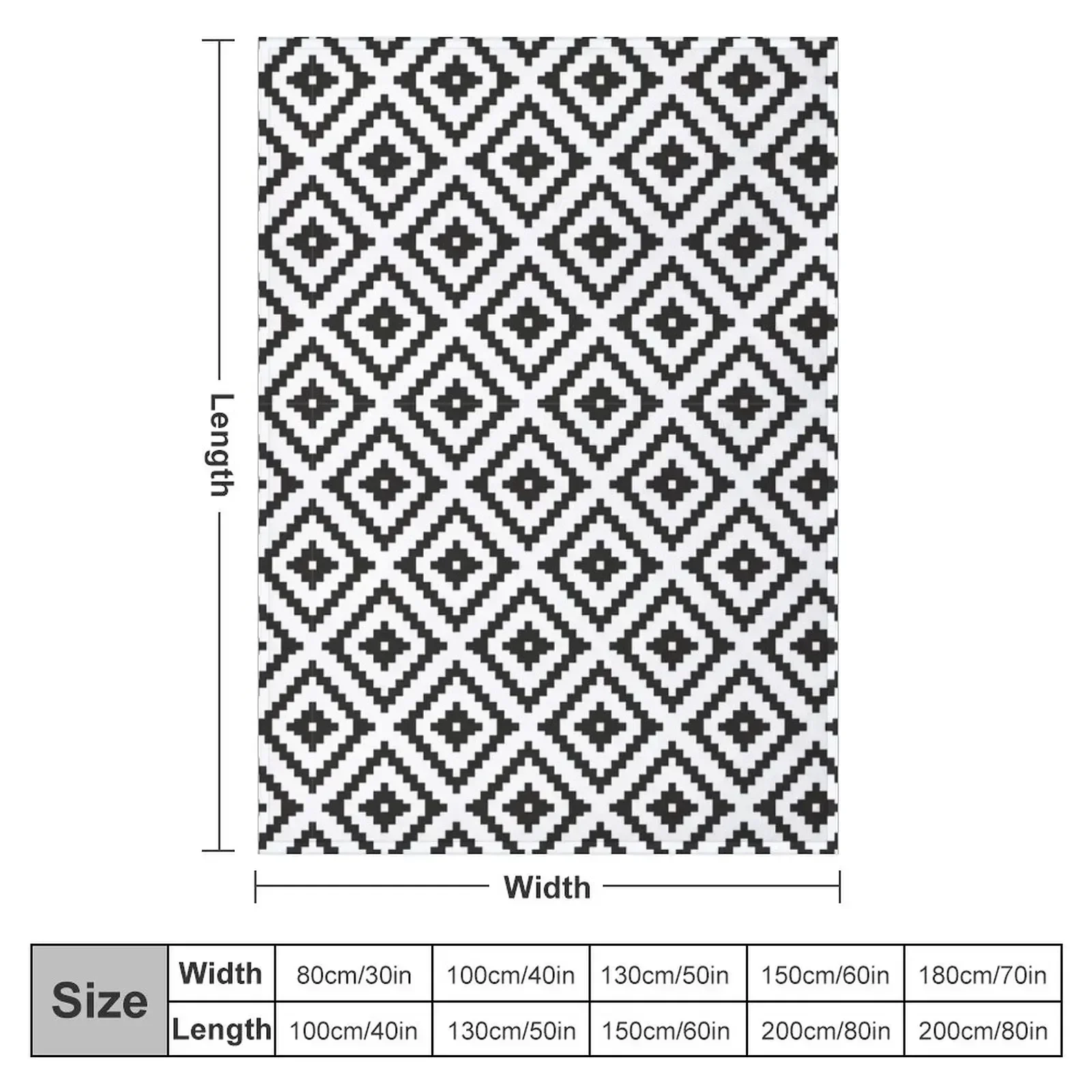 Aztec - Black on White Throw Blanket Sofa wednesday for winter Luxury Brand Designers Travel Blankets