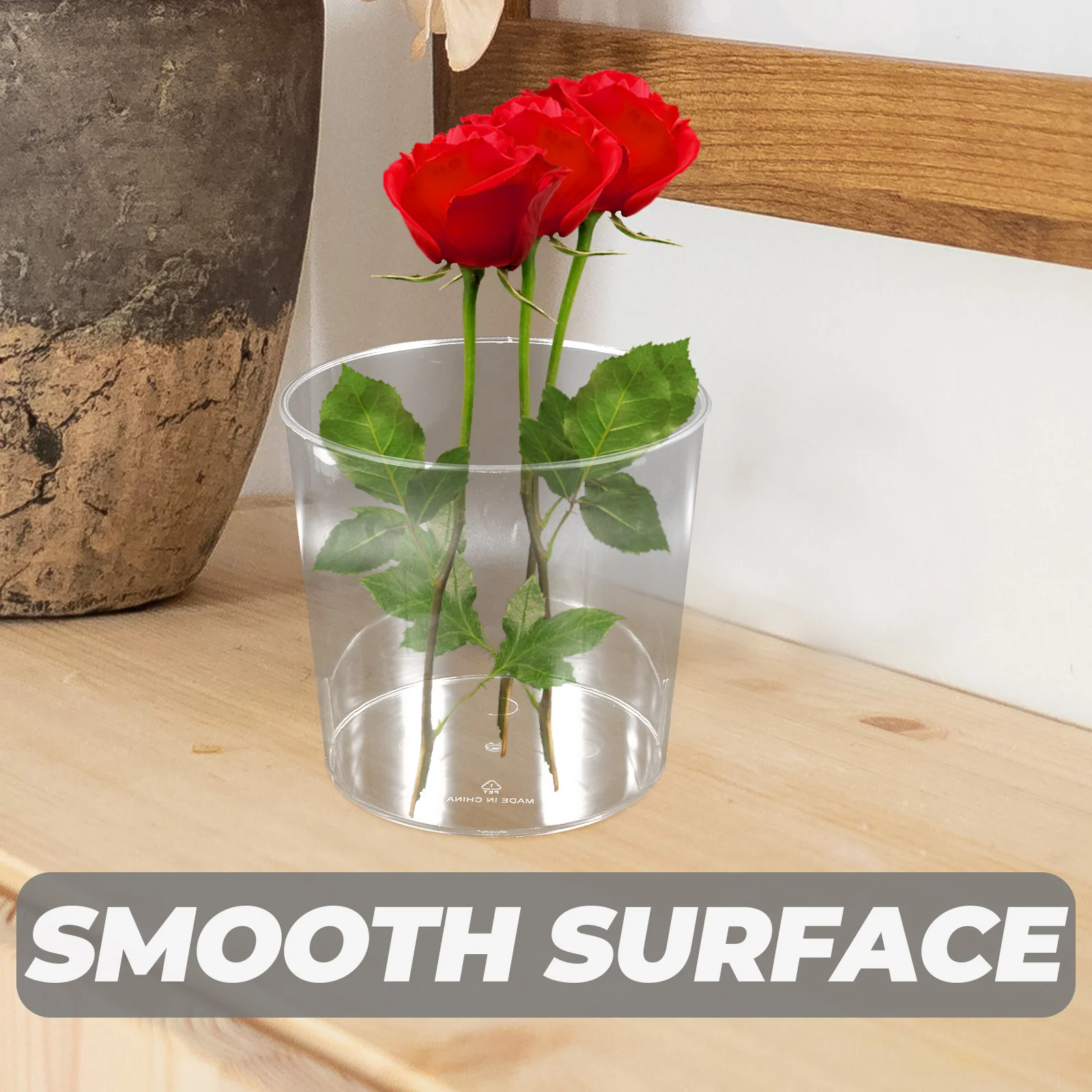 

Large Round Clear Cylinder Vase Decorative Flower Bucket Plastic Container for Fresh Flowers Storage Farmhouse Style