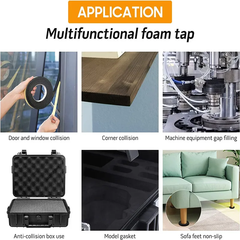 5M 10M 2 Mm/3 Mm Enkelzijdige Lijm Waterdichte Weerstrippen Schuim Spons Rubber strip Tape Voor Raam Deur Afdichting Strip