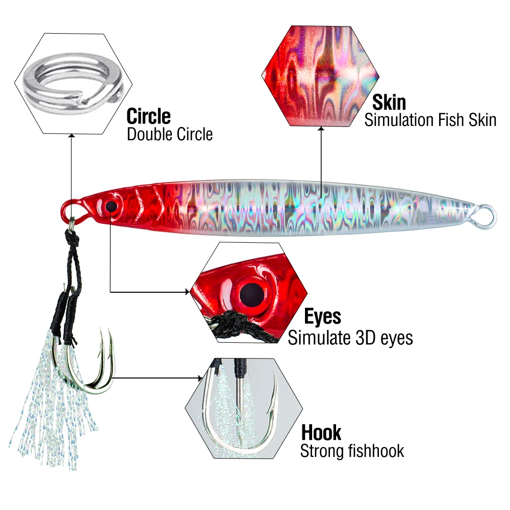 1Pc Metal Jig Casting Lure 14g-100g Sinking Metal Jigging Lures Artificial Hard Bait Fishing Jig with 3D Eyes And Sharp Hooks - view 5