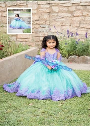 Customised Lovely Baby Flower Girl Dresses Tulle Fluffy Wedding Princess Lace Printing Kids Birthday Party Evening Gowns