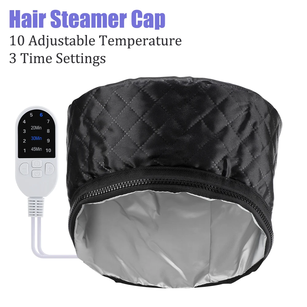 

Upgrade Hair Steamer Cap Electric Hair Heating Cap 10 Levels 3 Timer Thermal Treatment Hair Cap For Home Hair Care Dyeing Salon