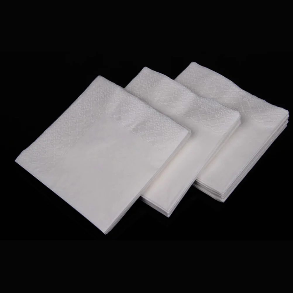 Servilletas cuadradas de 2 capas para decoración de mesa, 300 hojas, servilletas de cena para restaurante, bebidas, pañuelos blancos