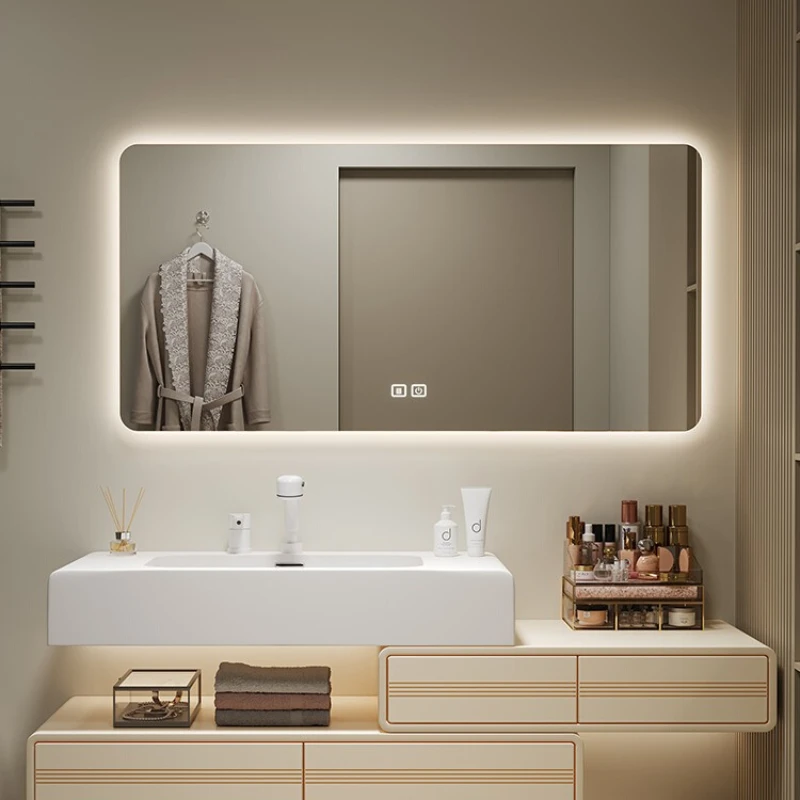 Integrated basin bathroom cabinet combination simple hand washing washbasin pool toilet cream wind sink solid wood