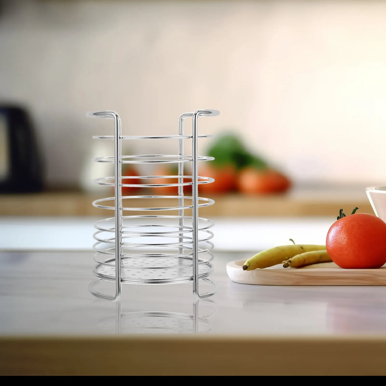 Kitchen Countertop Storage Rack Single Compartment Chopstick Holder Creative Square Design Silverware Organizer Counter Space