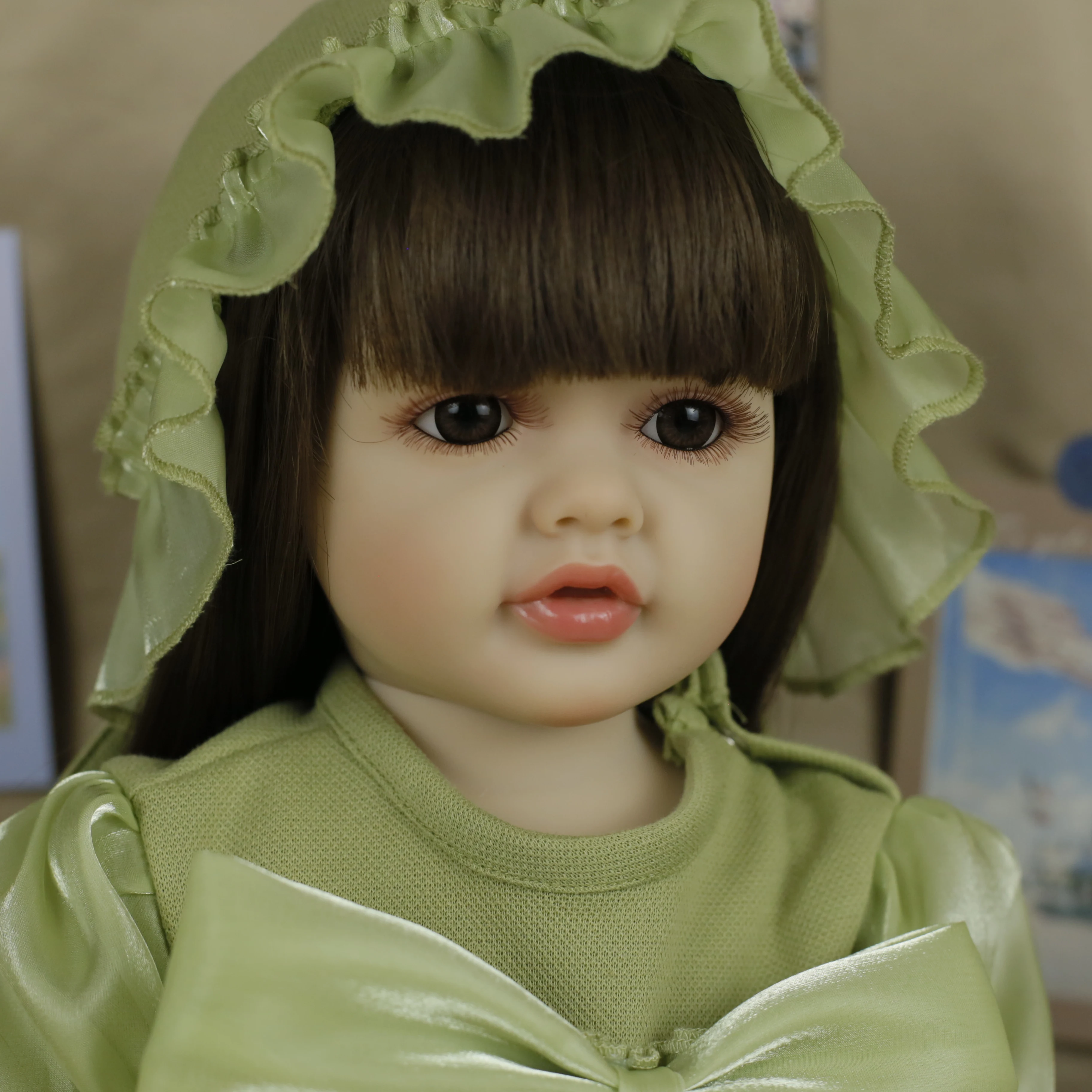 55cm macio silicone completo reborn bebê menina boneca brinquedo 22 Polegada realista cabelo longo princesa criança bebe aniversário crianças presente