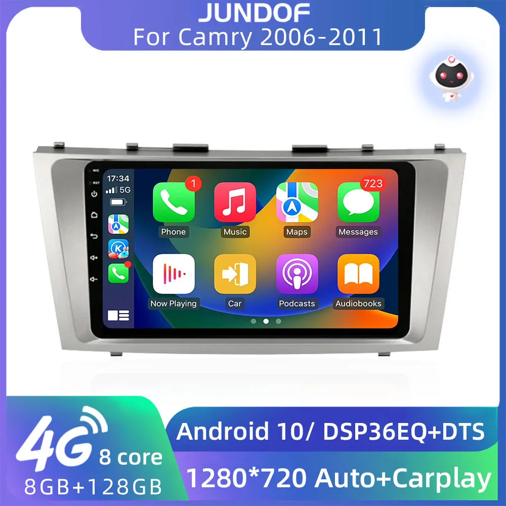 

JUNDOF 9" Android Carplay 2 Din Car Stereo Radio for Toyota Camry 2006-2011 Multimedia Video Player 4G 2din GPS DVD Autoradio