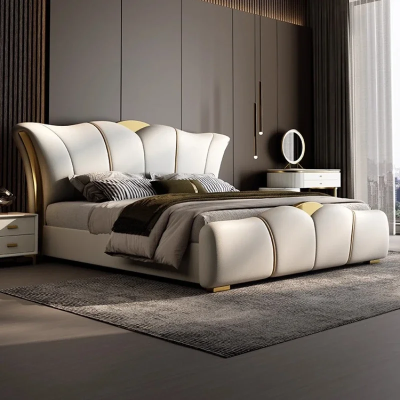 

Роскошная деревянная кровать размера Queen 180x200 с изголовьем, двуспальная кровать King Size для 2 человек, современная мебель для спальни.