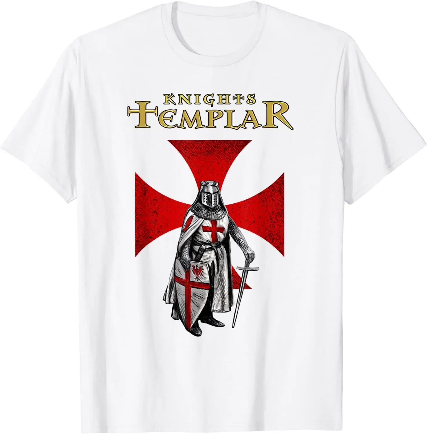 A Warrior of Christ Knights Templar Distressed Cross Men T-Shirt Short Sleeve Casual Cotton O-Neck Summer TShirt