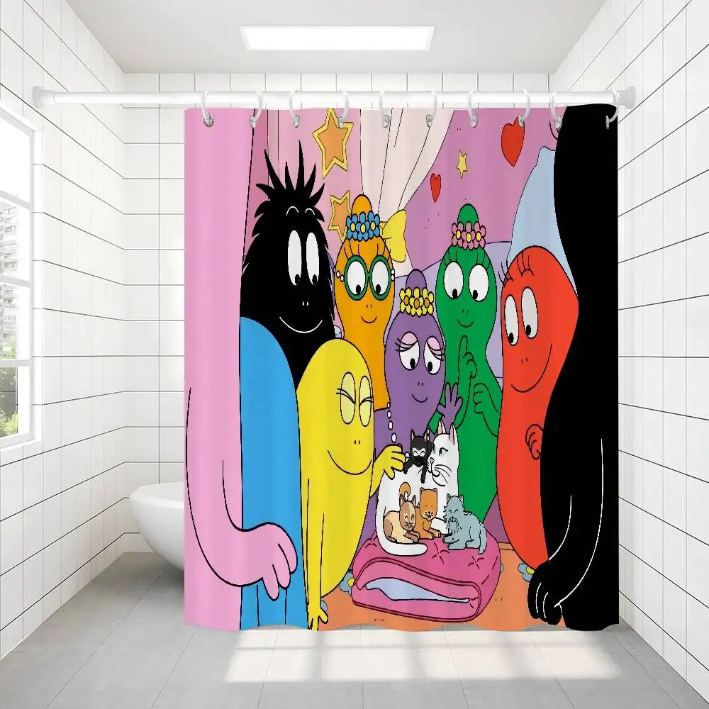 Barbapapa Cartoon Simple Shower Curtain Bathroom Shower Curtain Easy To Clean And Scrub Polyester Waterproof Light Opaque