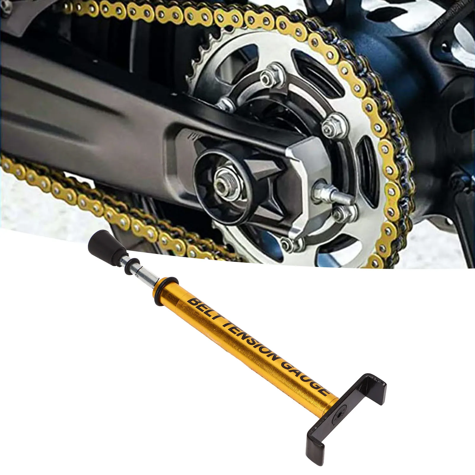 Motorcycle Chain Tension Gauge Belt Tension Gauge Adjust Tension L Shape Pad 10Lb Weight for Use After Belt Replacement view 3
