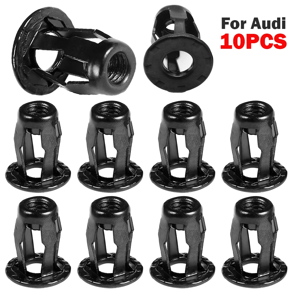 10pcs Jack Nuts Expansion Clamp Petal Rivet Lock Nuts Bolt Hollow Wall Iron Alloy Rivets Fixed 1/4 10-24 For Audi A3 A4L A6L A8