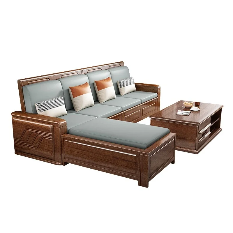 

New Chinese-style red sandalwood furniture winter and summer dual-purpose living room storage modern simple princess corner sofa