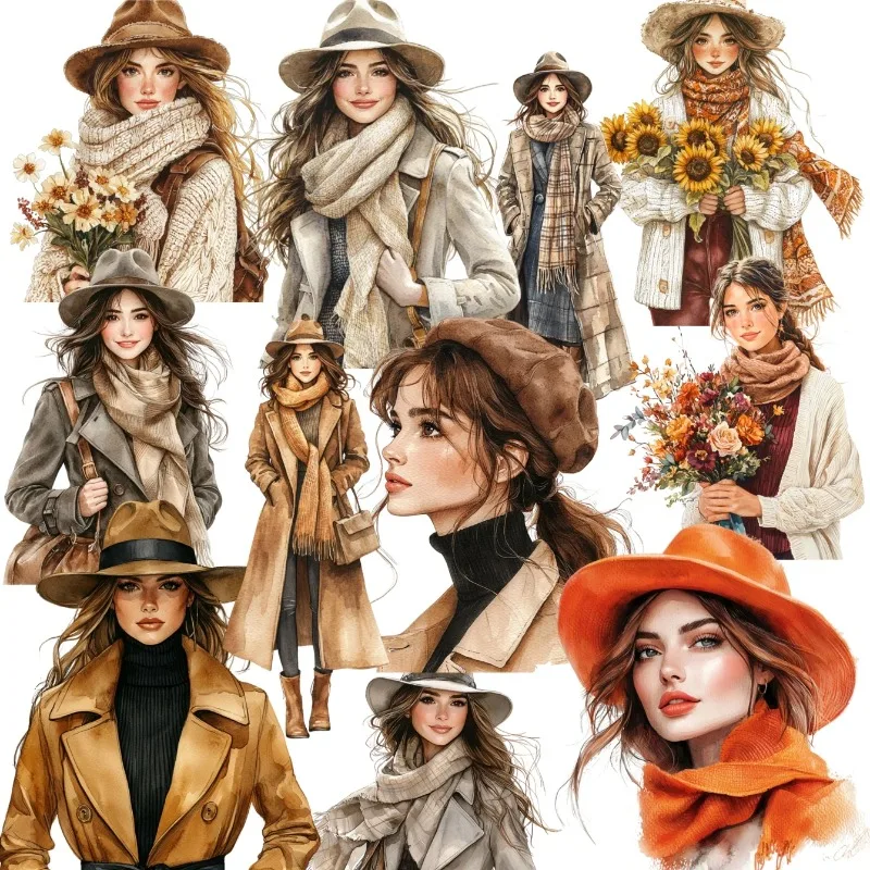 17pcs Cute Self-made  Winter fashion khaki fashion girl  Scrapbooking Stickers /Decorative/DIY Craft Photo Albums  stationery