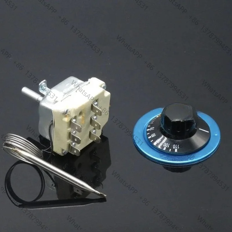 1Pc 6Pin 3Phase 380V 25A16A 30-110C50-300C Adjust Knob Probe TemperatureController Capillary ThermostatSwitch Boiler Tank Heater