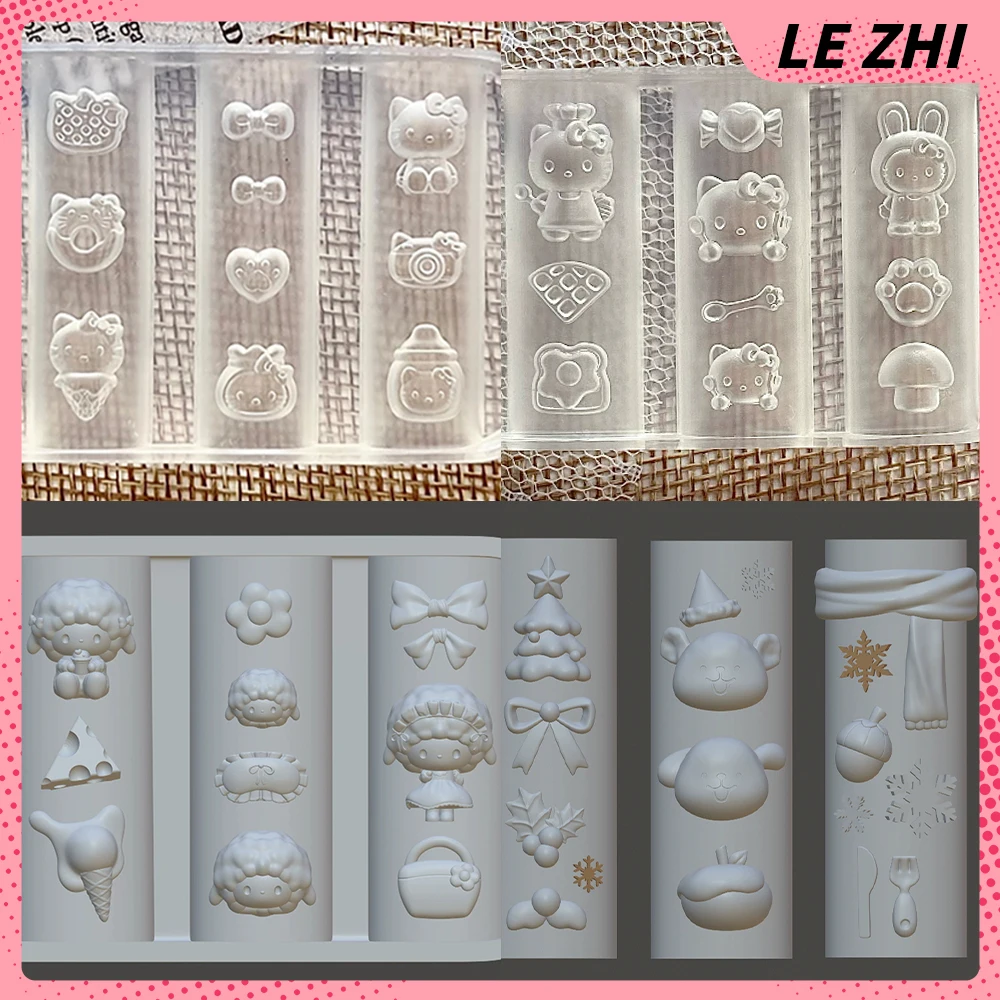 

Kawaii Sanrio Hello Kitty Cinnamoroll Nail Art Decorations Mold Cartoon Rabbit Sheep Dog Bows Diy Silicone Nails Mold Tool