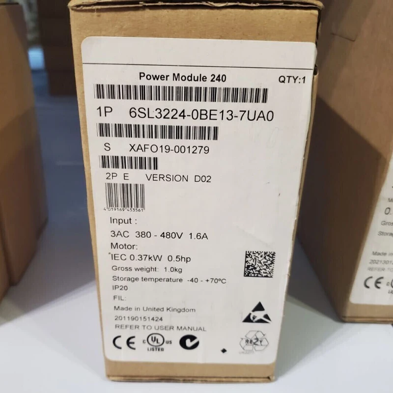 

New 6SL3224-0BE13-7UA0 G120 Power Module PM 240 3AC380-480V+10/-10% 47-63Hz 6SL3 224-0BE13-7UA0