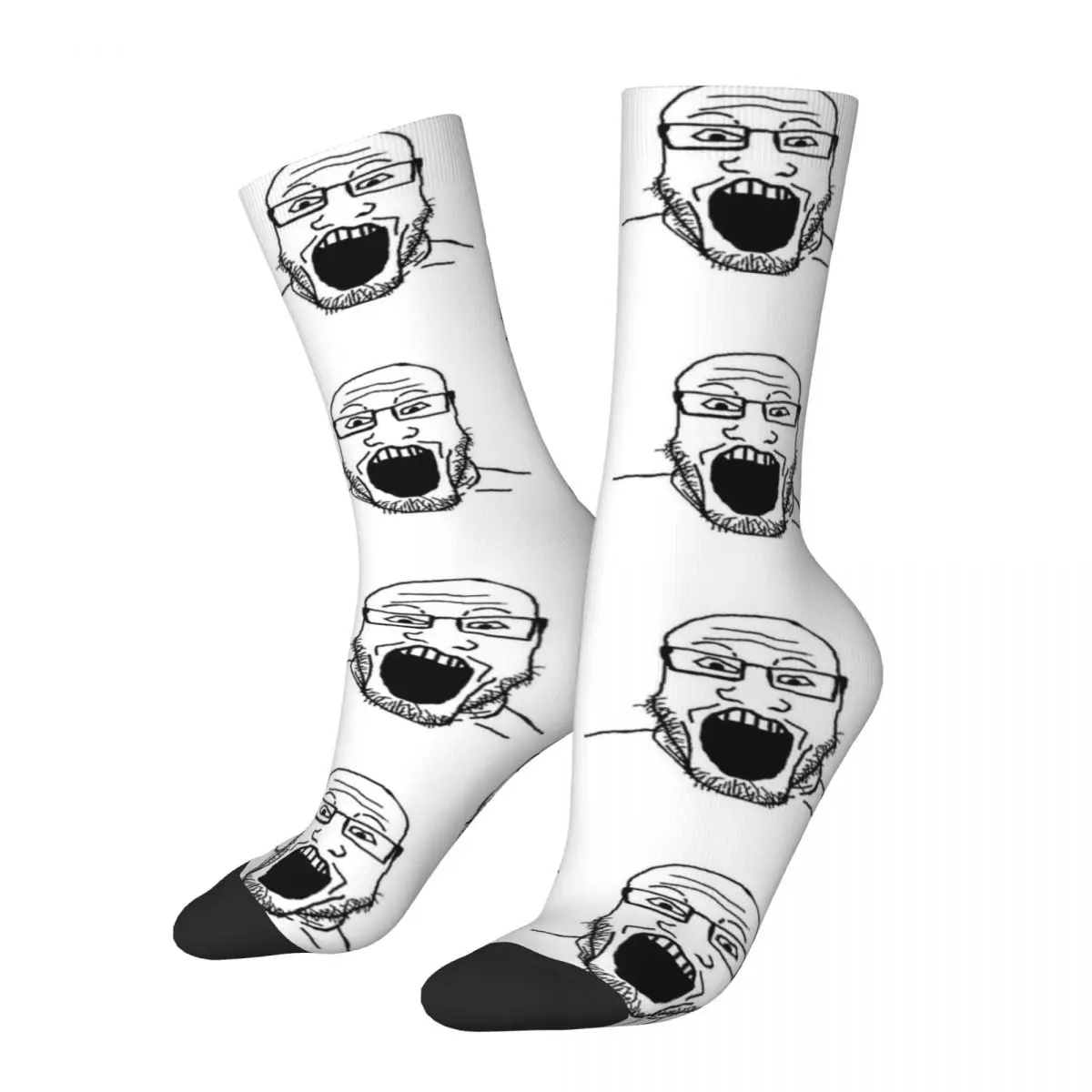 Smiling Wholesome Wojak Soyjak Stockings Funny Meme Graphic Elegant Socks Spring Anti Slip Socks Men Climbing Medium Soft Socks