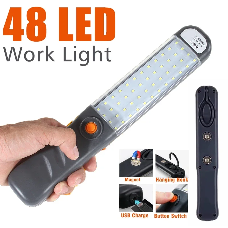 

Портативный магнитный рабочий светильник для ремонта автомобилей, USB перезаряжаемый светодиодный фонарик с магнитным крючком для ремонта автомобиля, рыбалки, чрезвычайных ситуаций