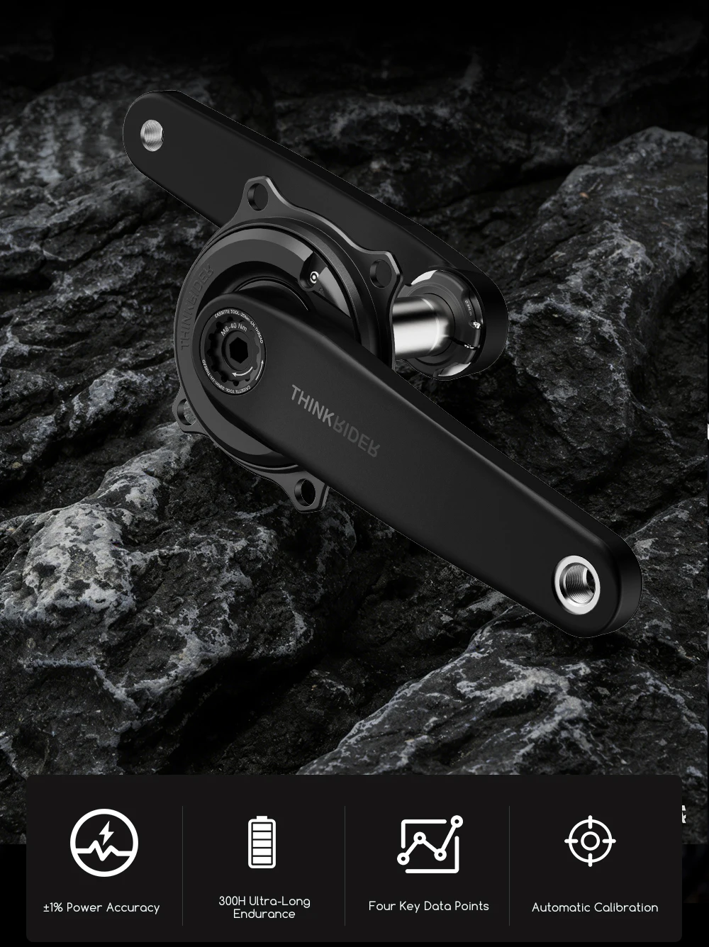 ThinkRider PP5 Spider Power Meter Ultraleichte Carbonfaser-Kurbel 24mm Spindel 162,5/165/167,5/170MM Kurbellänge für Shimano – Detail 3