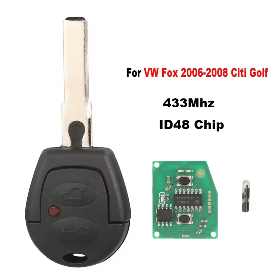 

Сменный 2-кнопочный дистанционный брелок KEYECU 433 МГц ID48 4Z0959753C для VW Cross Fox 2006-2008 Citi Golf 2003 Suran SportVan