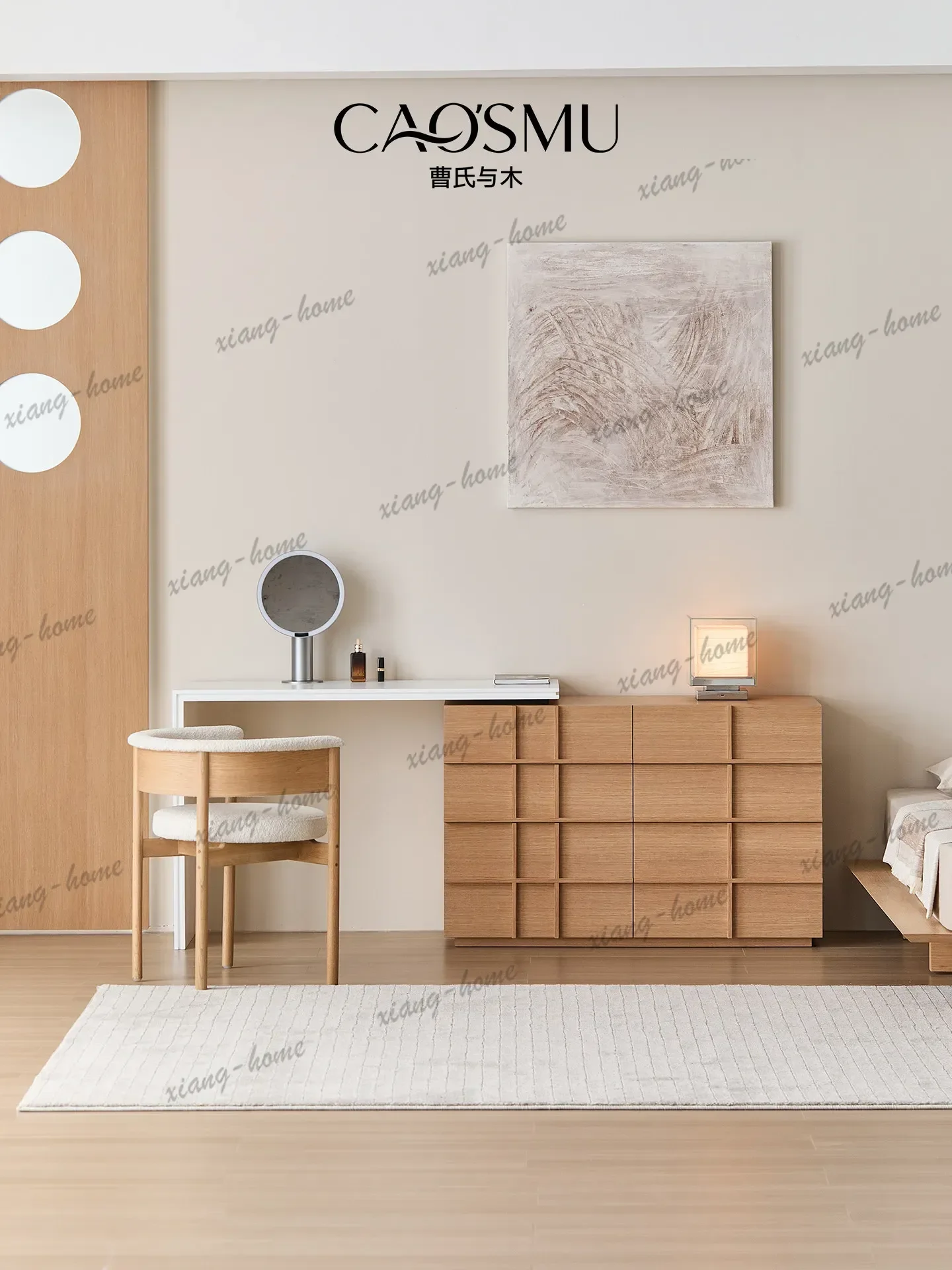 Dresser chest integrated minimalist style log chest solid wood bedroom dressing cabinet