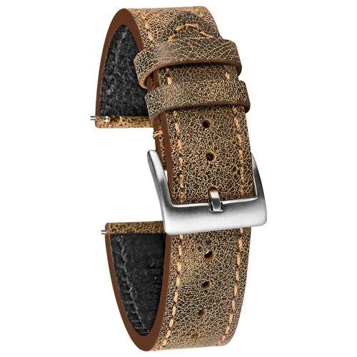 Hemsut-Bandas de cuero de liberación rápida para reloj, Correa italiana de cuero marrón, 18mm, 20mm, 22mm