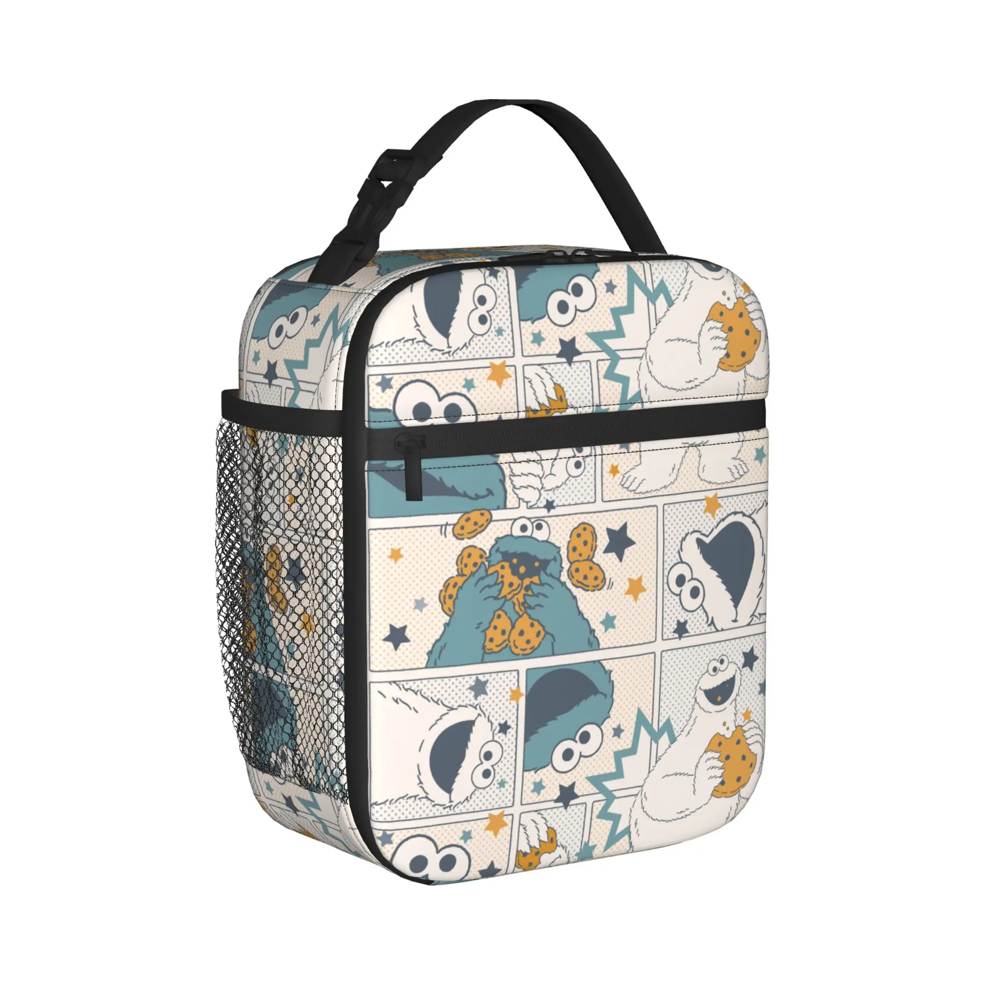 Cookies Monsters Thermal Insulated Lunch Bags for Picnic Cartoon Portable Bento Box Thermal Cooler Food Box