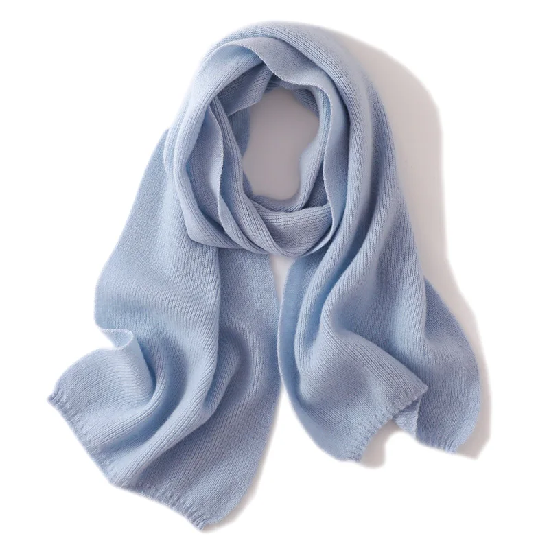 Hot selling women's wool scarf solid color versatile knitted long style women's Australian wool scarf autumn and winter series