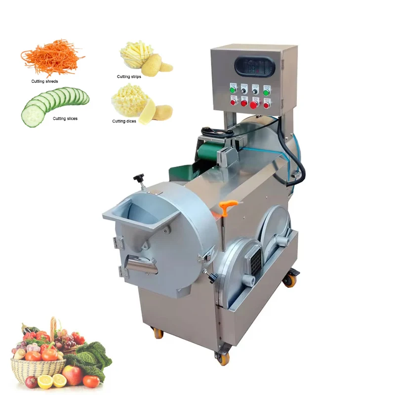 Electric Vegetable Fruit Cutter Double Heads Machine Banana Carrot Potato Dice Cutting Machine Celery Leafy Vegetables Cutter