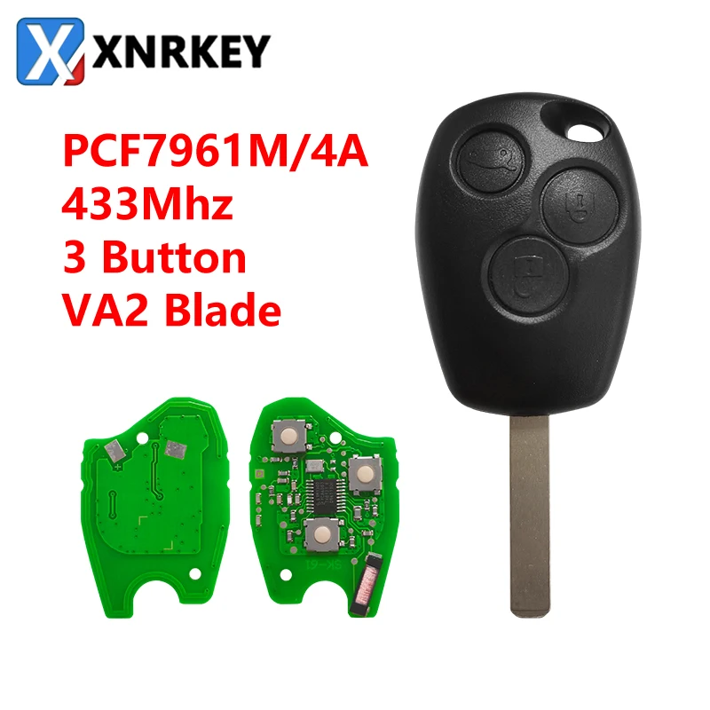 XNRKEY 3 pulsanti chiave a distanza per auto PCF7961M/4A Chip 433Mhz per Mercedes Benz Smart Fortwo Kigoauto chiave per auto con lama VA2