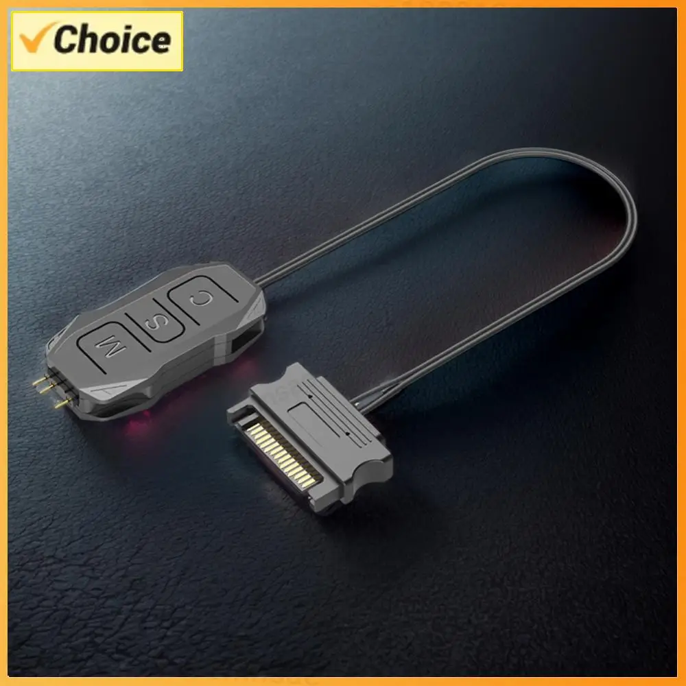 

LED Color Intelligent Fan Controller ARGB 5V 3PIN To SATA 1 To 4 Sync Motherboard Cable Extension Line for PC Fan Light Strip