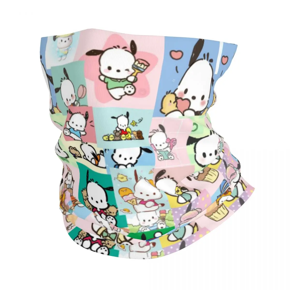 Custom Pochacco Cartoon Pattern Winter Headband Neck Warmer Men Women Hiking Camping Tube Scarf Kawaii Comic Face Bandana Gaiter