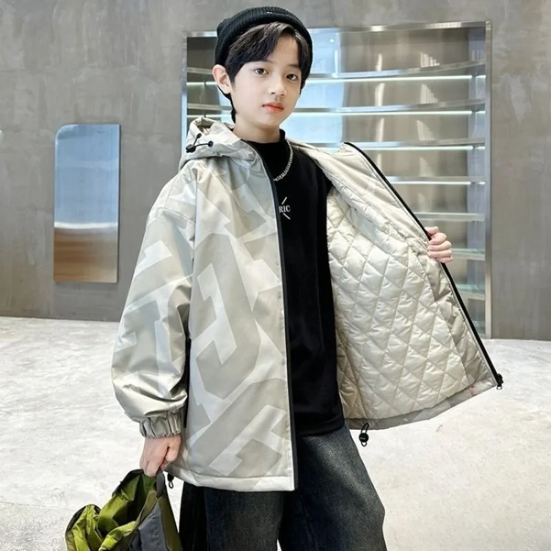 

Новинка 2025 года, зимнее утепленное стеганое пальто для мальчиков, стильная теплая модная куртка для больших детей