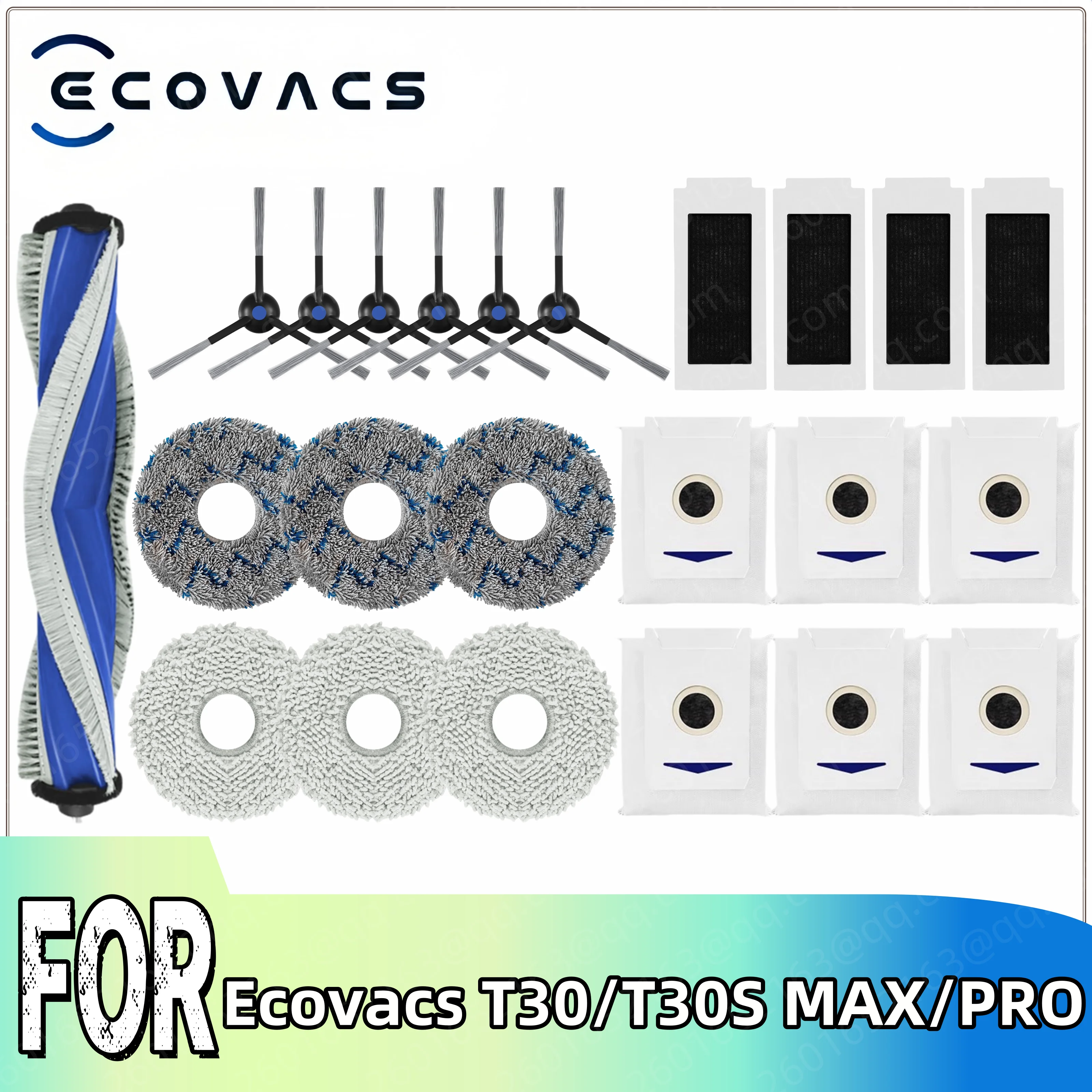 

For ECOVACS T30 MAX / PRO OMNI / T30S PRO Robot Vaccum Replacement Parts Filter Dust Bag Main Side Brush Mop Accessories