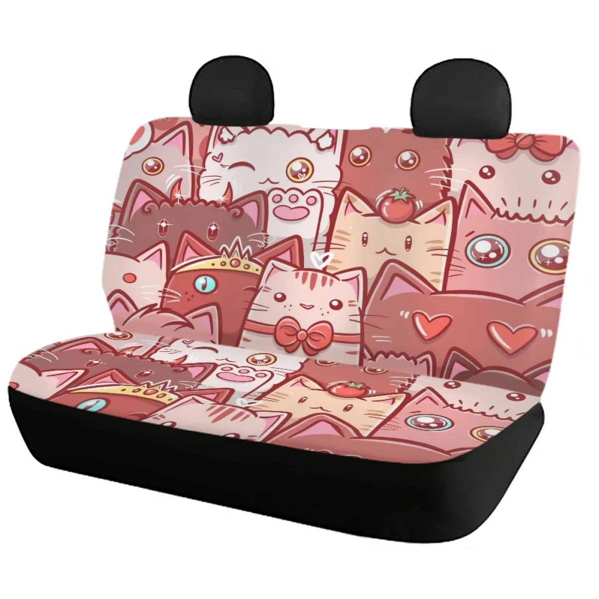 Car Seat Covers 3D Pattern Bunch of Coffee Cat Full Set of 4pcs Interior Elastic Comfortable Front/Back Seat Cover Car Accessory