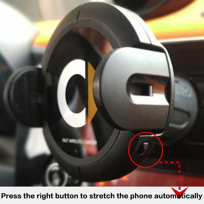 تتكيف مع شاحن اللاسلكي الجديد 453 451 Mercedes Benz Smart، وحامل هاتف السيارة للشحن اللاسلكي الأوتوماتيكي والشاحن اللاسلكي