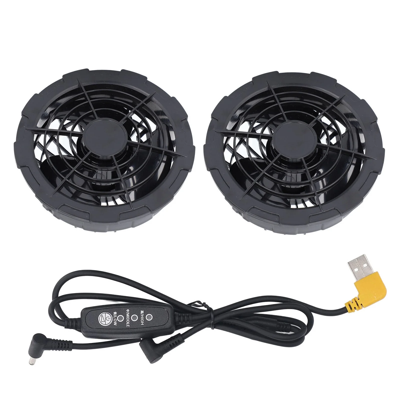 2PCS Cooling Jacket Fans 5V 0.6A Cable USB Powered Brushless Motor Fan for Air Conditioning Clothes Vest Workwear
