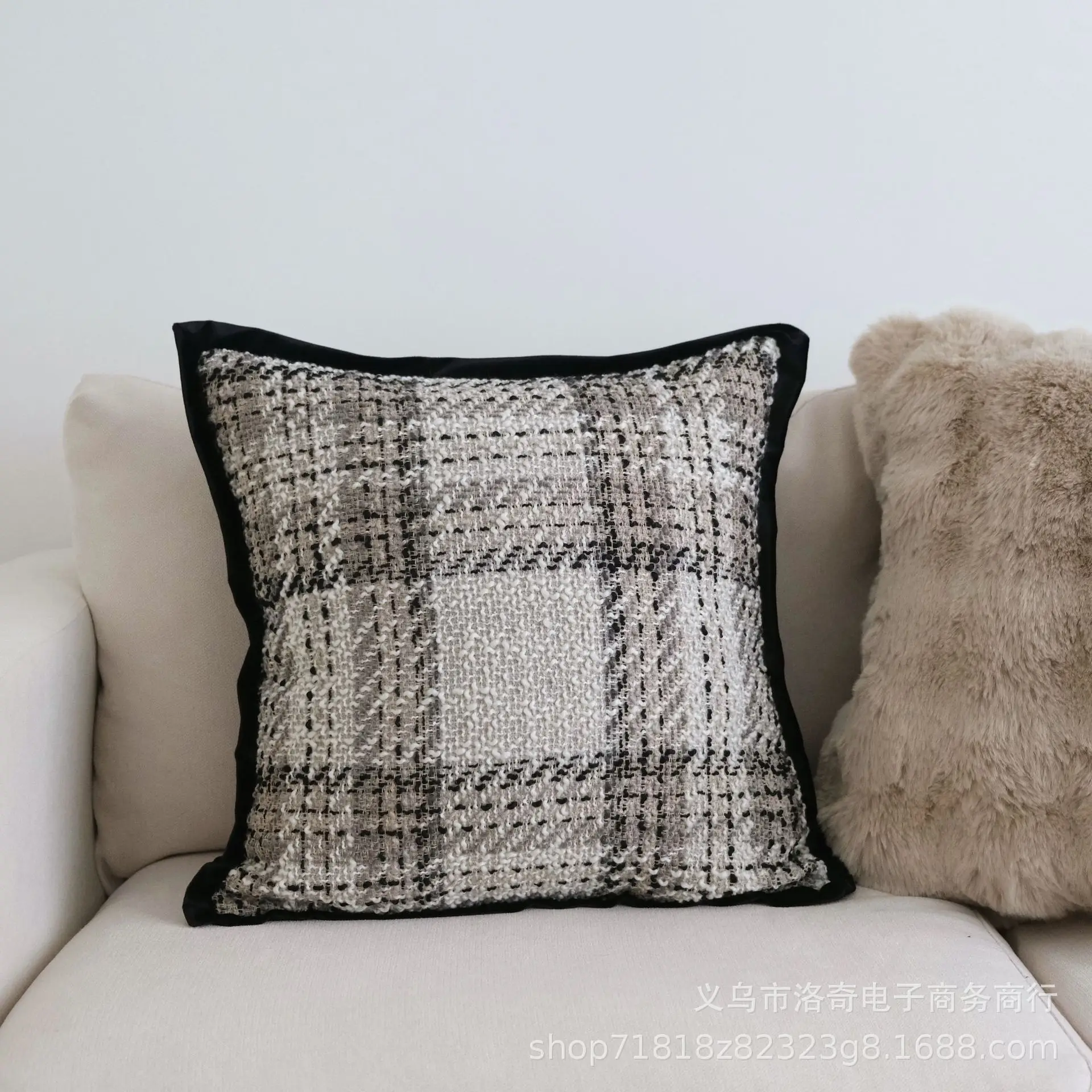 

Throw Cushion Cover Light Luxury Knitted Thick Plaid Cream Wind Hug Bedroom Living Room Sofa Windowsill Pillow Case Cover